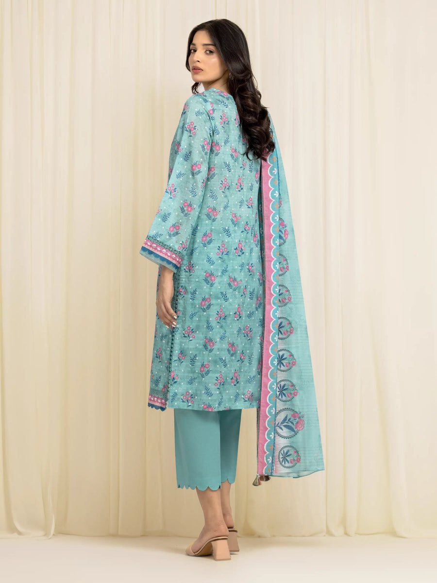 edenrobe Merak Printed Zari Lawn Unstitched 3Pc Suit EWU6M6-034