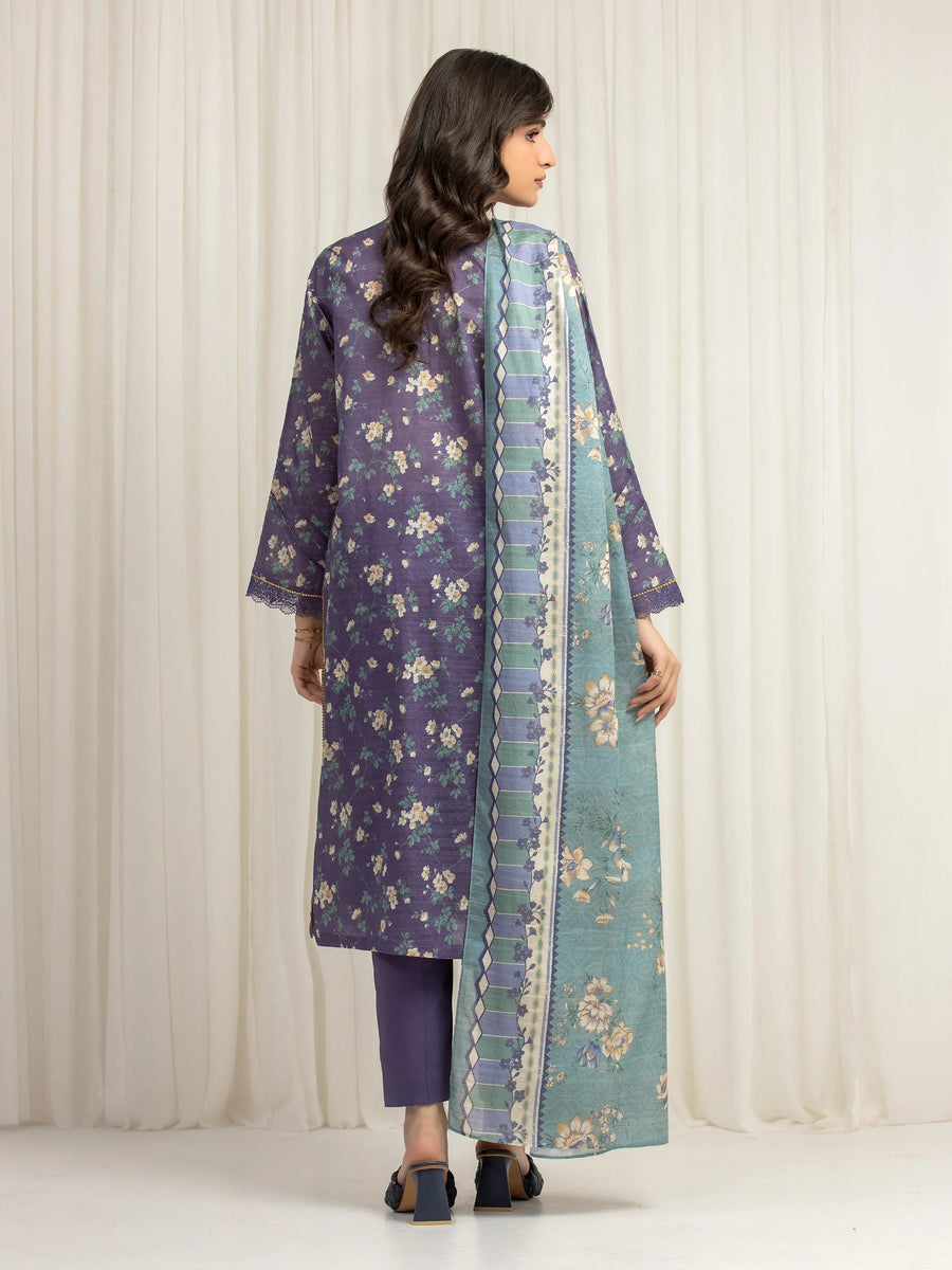 edenrobe Merak Printed Zari Lawn Unstitched 3Pc Suit EWU6M6-035