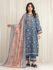edenrobe Merak Printed Zari Lawn Unstitched 3Pc Suit EWU6M6-036