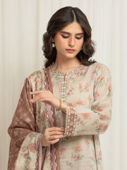 edenrobe Merak Printed Zari Lawn Unstitched 3Pc Suit EWU6M6-038