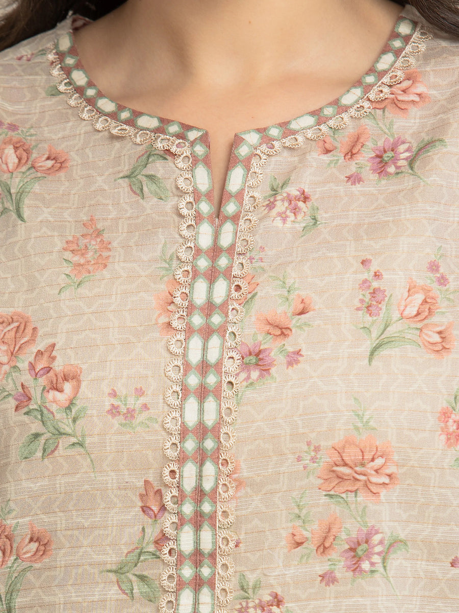 edenrobe Merak Printed Zari Lawn Unstitched 3Pc Suit EWU6M6-038