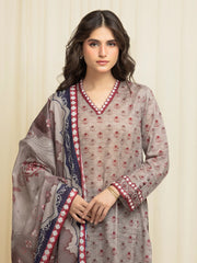edenrobe Merak Printed Zari Lawn Unstitched 3Pc Suit EWU6M6-039