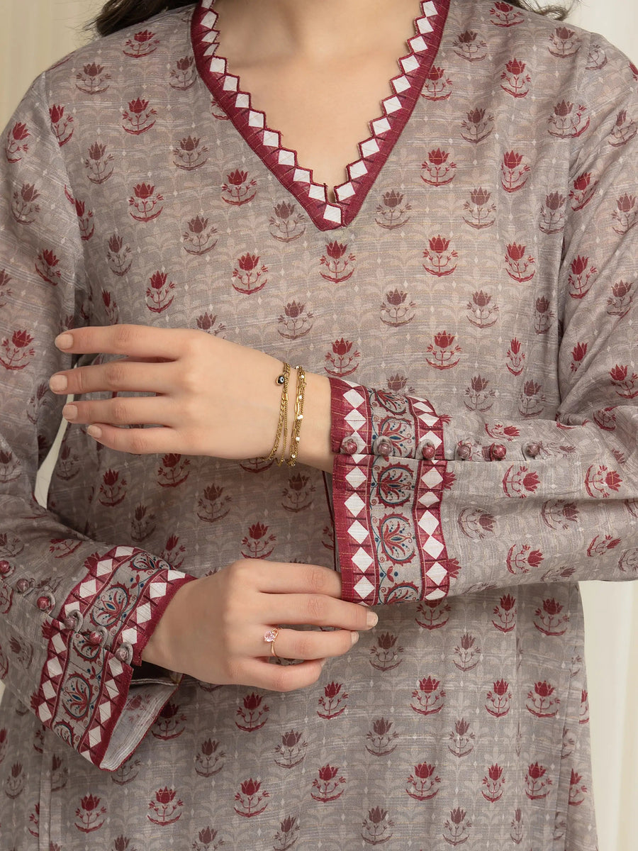 edenrobe Merak Printed Zari Lawn Unstitched 3Pc Suit EWU6M6-039