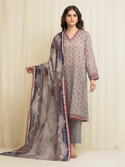 edenrobe Merak Printed Zari Lawn Unstitched 3Pc Suit EWU6M6-039