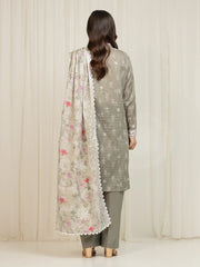 edenrobe Merak Printed Zari Lawn Unstitched 3Pc Suit EWU6M6-040