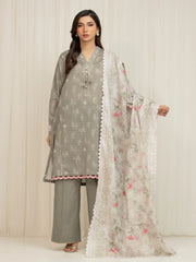 edenrobe Merak Printed Zari Lawn Unstitched 3Pc Suit EWU6M6-040