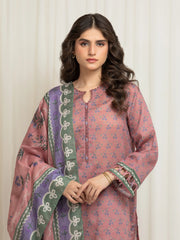 edenrobe Merak Printed Zari Lawn Unstitched 3Pc Suit EWU6M6-041