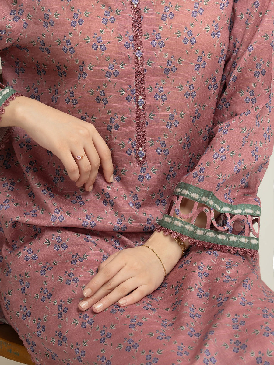 edenrobe Merak Printed Zari Lawn Unstitched 3Pc Suit EWU6M6-041