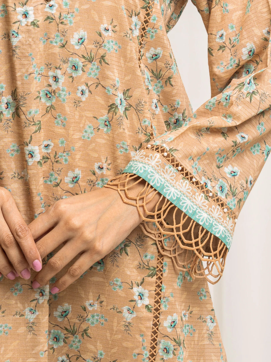 edenrobe Merak Printed Zari Lawn Unstitched 3Pc Suit EWU6M6-043