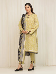 edenrobe Merak Printed Zari Lawn Unstitched 3Pc Suit EWU6M6-044