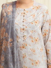 edenrobe Merak Printed Zari Lawn Unstitched 3Pc Suit EWU6M6-045
