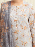edenrobe Merak Printed Zari Lawn Unstitched 3Pc Suit EWU6M6-045