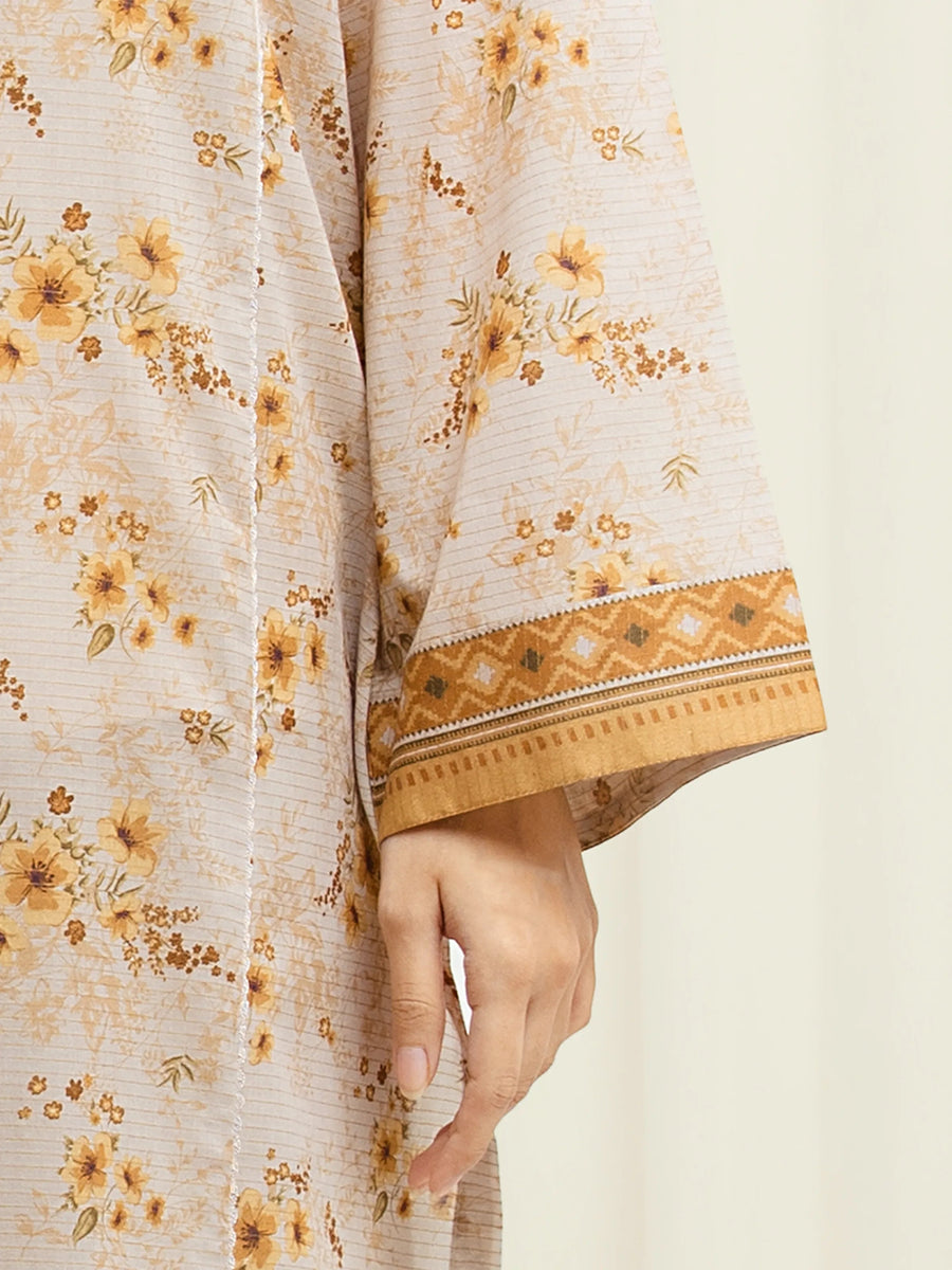 edenrobe Merak Printed Zari Lawn Unstitched 3Pc Suit EWU6M6-046
