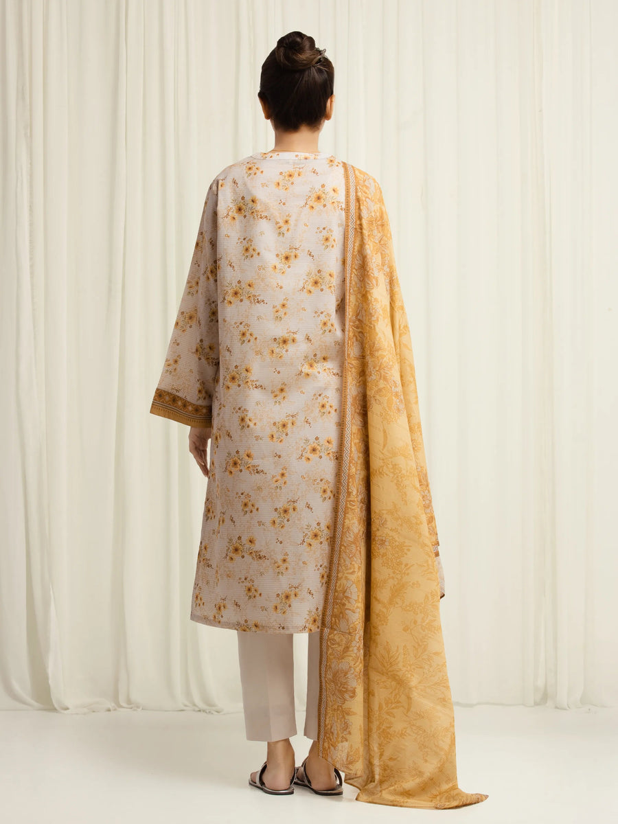 edenrobe Merak Printed Zari Lawn Unstitched 3Pc Suit EWU6M6-046