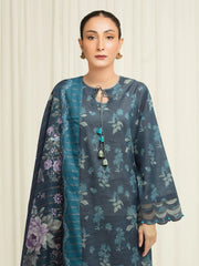 edenrobe Merak Printed Zari Lawn Unstitched 3Pc Suit EWU6M6-051