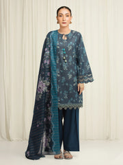 edenrobe Merak Printed Zari Lawn Unstitched 3Pc Suit EWU6M6-051