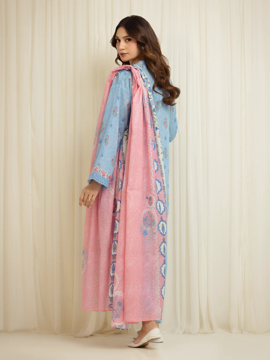 edenrobe Merak Printed Zari Lawn Unstitched 3Pc Suit EWU6M6-052