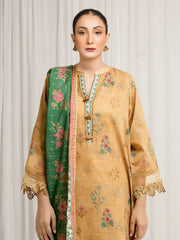 edenrobe Merak Printed Zari Lawn Unstitched 3Pc Suit EWU6M6-053