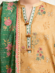 edenrobe Merak Printed Zari Lawn Unstitched 3Pc Suit EWU6M6-053