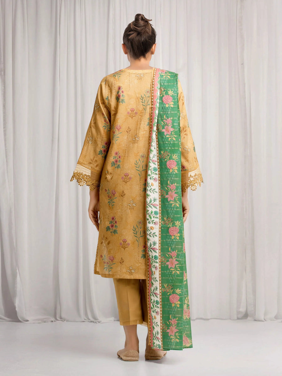 edenrobe Merak Printed Zari Lawn Unstitched 3Pc Suit EWU6M6-053