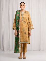 edenrobe Merak Printed Zari Lawn Unstitched 3Pc Suit EWU6M6-053