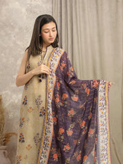 edenrobe Merak Printed Zari Lawn Unstitched 3Pc Suit EWU6M6-054
