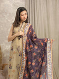 edenrobe Merak Printed Zari Lawn Unstitched 3Pc Suit EWU6M6-054