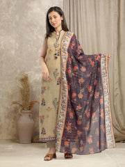 edenrobe Merak Printed Zari Lawn Unstitched 3Pc Suit EWU6M6-054