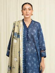 edenrobe Merak Printed Zari Lawn Unstitched 3Pc Suit EWU6M6-055