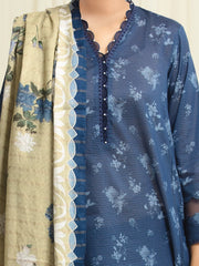edenrobe Merak Printed Zari Lawn Unstitched 3Pc Suit EWU6M6-055