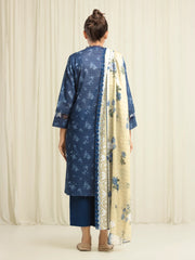 edenrobe Merak Printed Zari Lawn Unstitched 3Pc Suit EWU6M6-055