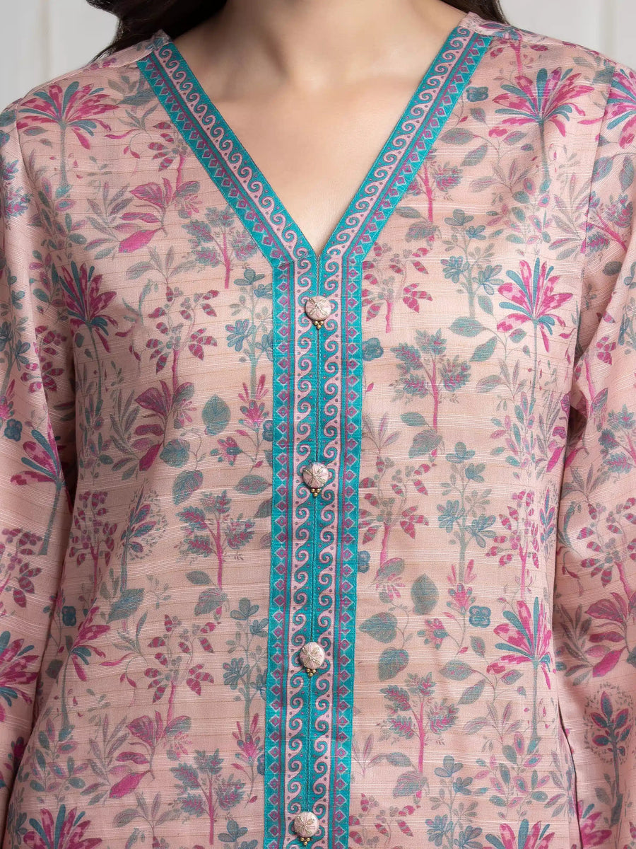 edenrobe Merak Printed Zari Lawn Unstitched 3Pc Suit EWU6M6-056