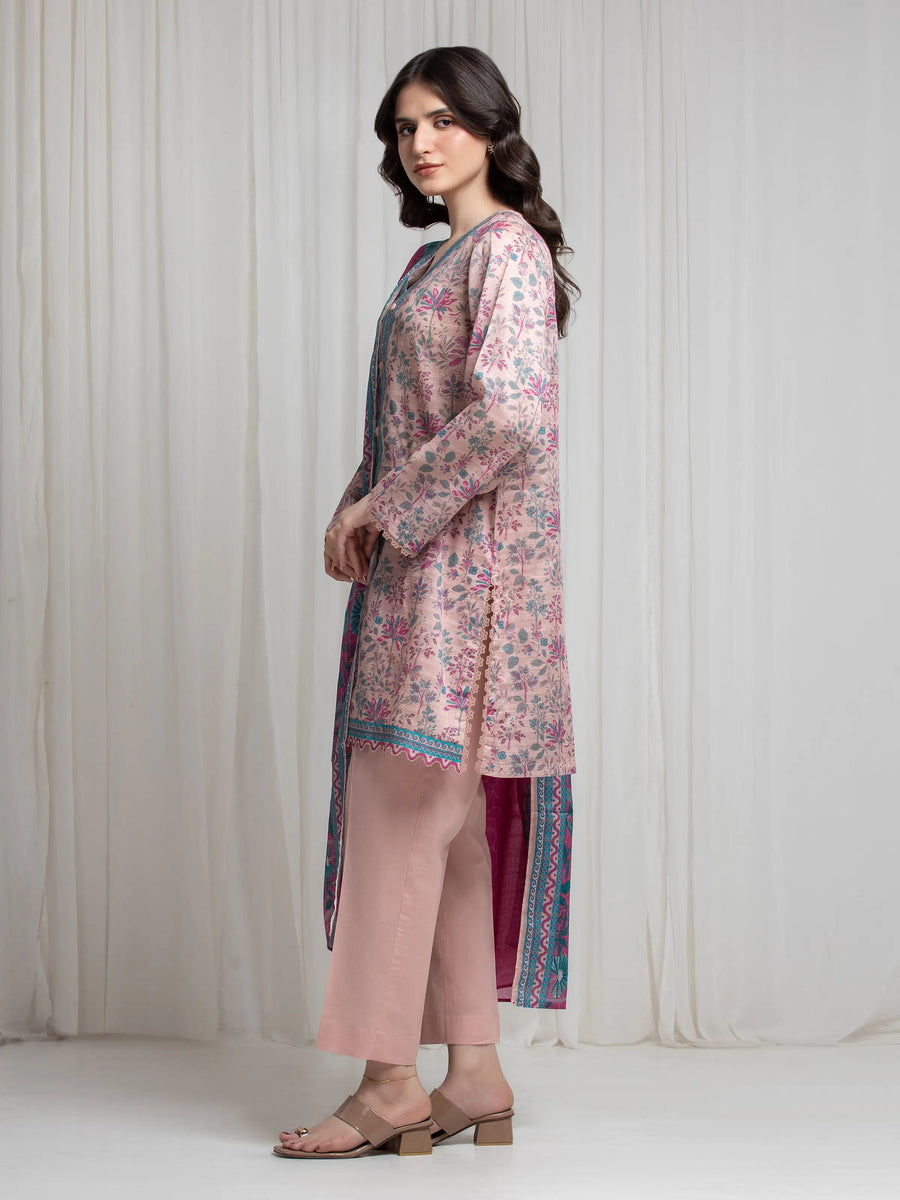 edenrobe Merak Printed Zari Lawn Unstitched 3Pc Suit EWU6M6-056