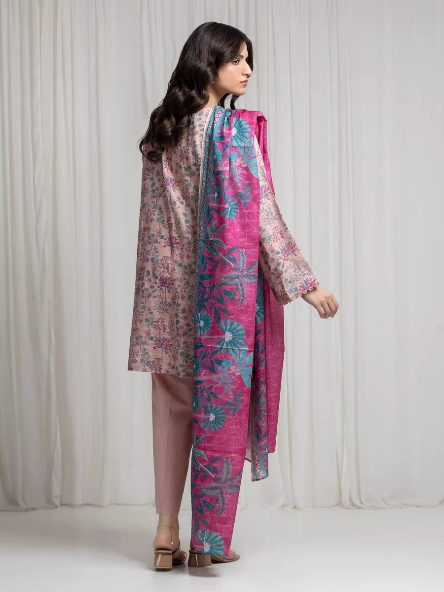edenrobe Merak Printed Zari Lawn Unstitched 3Pc Suit EWU6M6-056