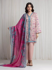 edenrobe Merak Printed Zari Lawn Unstitched 3Pc Suit EWU6M6-056