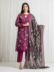 edenrobe Merak Printed Zari Lawn Unstitched 3Pc Suit EWU6M6-058