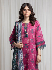 edenrobe Merak Printed Zari Lawn Unstitched 3Pc Suit EWU6M6-059