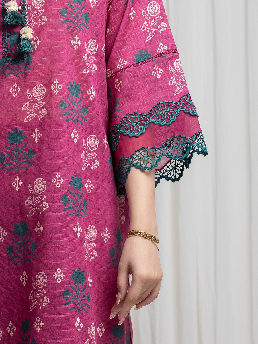 edenrobe Merak Printed Zari Lawn Unstitched 3Pc Suit EWU6M6-059