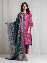 edenrobe Merak Printed Zari Lawn Unstitched 3Pc Suit EWU6M6-059