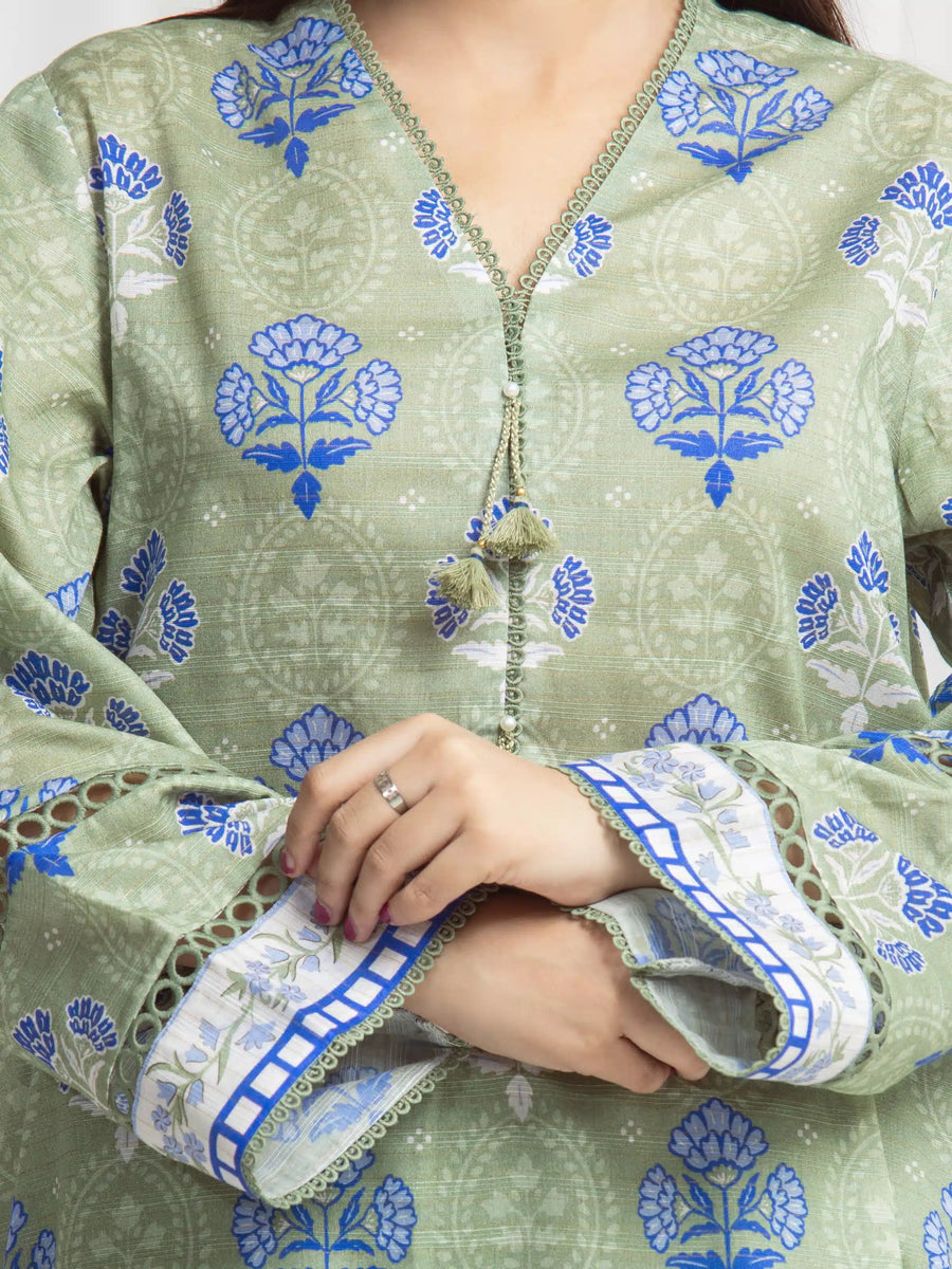 edenrobe Merak Printed Zari Lawn Unstitched 3Pc Suit EWU6M6-060