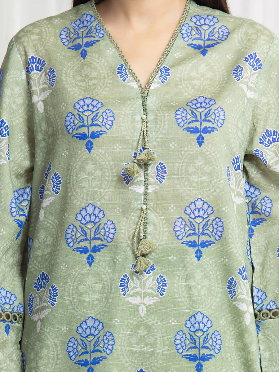edenrobe Merak Printed Zari Lawn Unstitched 3Pc Suit EWU6M6-060
