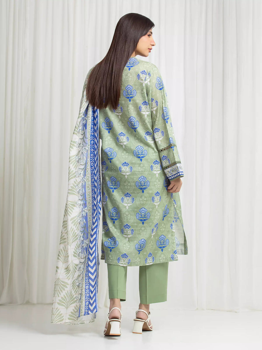 edenrobe Merak Printed Zari Lawn Unstitched 3Pc Suit EWU6M6-060