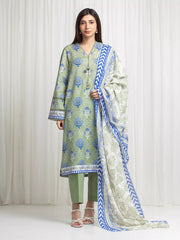 edenrobe Merak Printed Zari Lawn Unstitched 3Pc Suit EWU6M6-060
