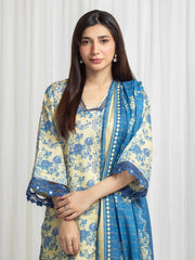 edenrobe Merak Printed Zari Lawn Unstitched 3Pc Suit EWU6M6-063