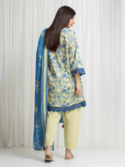 edenrobe Merak Printed Zari Lawn Unstitched 3Pc Suit EWU6M6-063