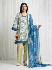 edenrobe Merak Printed Zari Lawn Unstitched 3Pc Suit EWU6M6-063