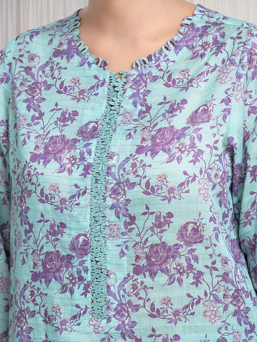 edenrobe Merak Printed Zari Lawn Unstitched 3Pc Suit EWU6M6-064