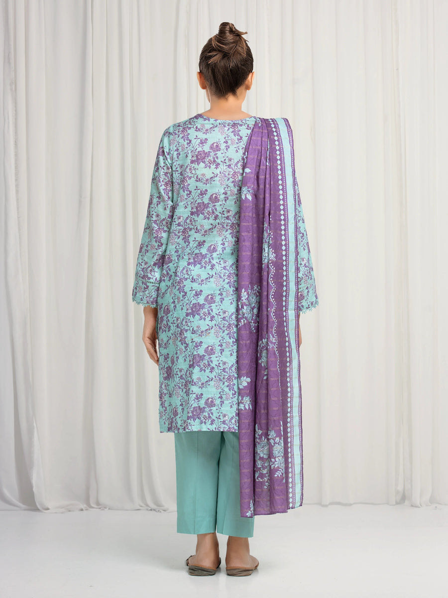 edenrobe Merak Printed Zari Lawn Unstitched 3Pc Suit EWU6M6-064