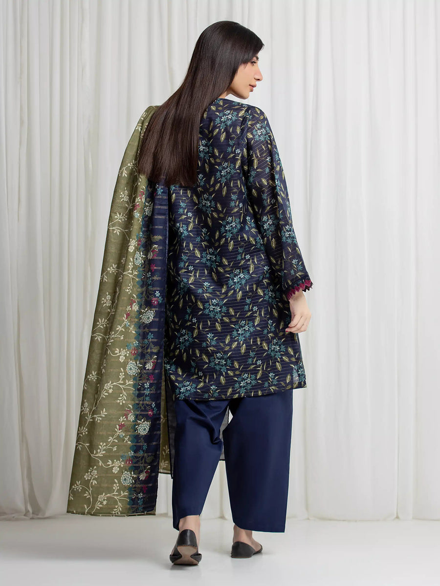 edenrobe Merak Printed Zari Lawn Unstitched 3Pc Suit EWU6M6-065