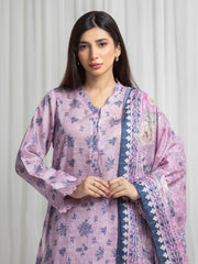 edenrobe Merak Printed Zari Lawn Unstitched 3Pc Suit EWU6M6-067